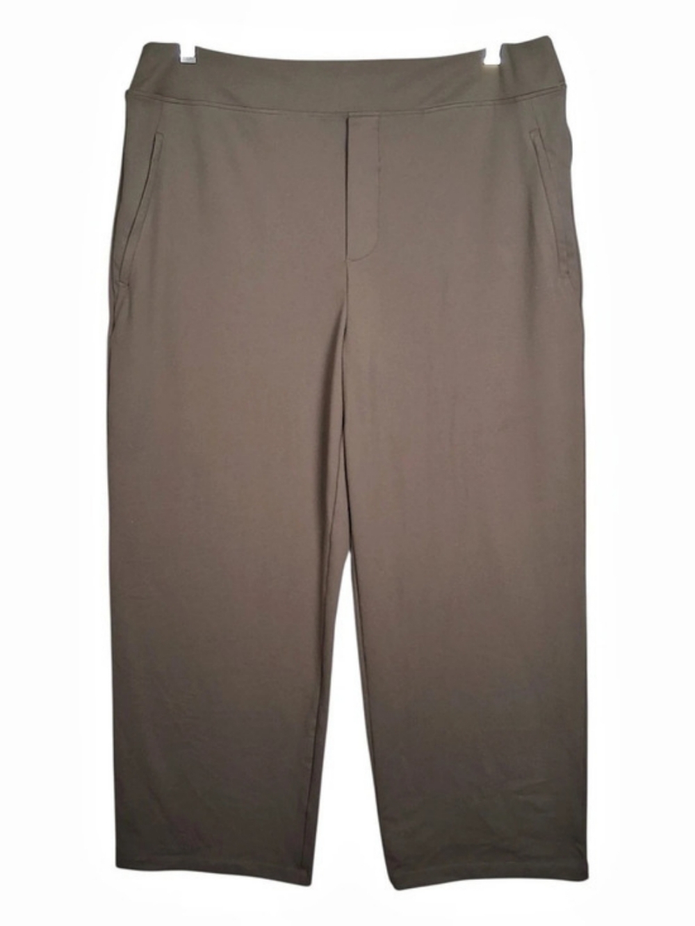 Eddie Bauer Womens XL Pull On Pants Olive Green Elastic Waist Comfort Travel Car